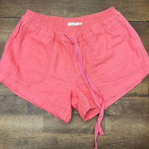 S Altard State watermelon colored linen shorts